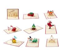 HBlife Lot de 9 cartes de Noël pop-up 3D faites à la main avec enveloppes pour le Nouvel An (lot de 2)