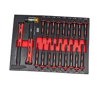 HBM Ensemble de marteaux et poinçons de 20 pièces avec Insert en Mousse de Carbone pour Chariot à Outils