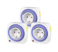 HBN 3X Minuterie mécanique avec 96 segments de commutation analogiques (15 min), Mini minuteur sur prise avec sécurité enfant, 24 heures, fonction marche/arrêt automatique et continue 16A/3680W