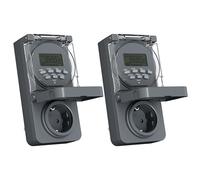 HBN Lot de 2 prises programmables numériques d'extérieur, 8 programmes de commutation, programmateur hebdomadaire avec fonction aléatoire, IP44 prises minuteries extérieures pour décoration de Noël