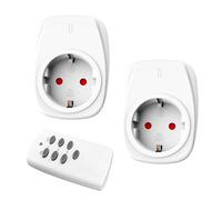 HBN Lot de 2 prises télécommandées avec 1 télécommande, 16 A/3 680 W, pour décoration intérieure de Noël, appareils ménagers, portée 30 m, blanc