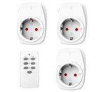 HBN Lot de 3 prises télécommandées avec 1 télécommande 16 A/3 680 W pour décoration intérieure de Noël, appareils ménagers, portée 30 m, blanc