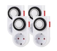 HBN Lot de 4 prises de minuterie mécaniques, avec sécurité enfant, 16 A/3840 W, pour l'intérieur, programmation 24 heures, analogique, 16 A/3680 W, fonctionnement continu possible