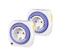 HBN Minuterie mécanique avec 96 segments de commutation (15 min), lot de 2 Minuterie analogique pour usage intérieur 16A/3680W, Mini minuteur prise avec sécurité enfant, cycle quotidien marche/arrêt