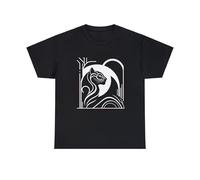 HBNfrd888 Designer White Sleek Panther Art Deco T-Shirt Black S