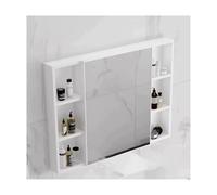HBOOMOEM Armoire à Pharmacie Miroir Mural，Meuble Toilette Mural avec Espace De Rangement，Facile à Installer, IdéAl pour Ranger Articles De Toilette, MéDicaments, Etc.(White,90 * 65 * 11CM)