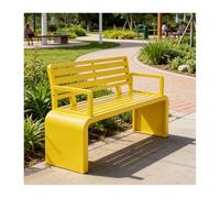 HBOOMOEM Banc Jardin, Banquette Exterieur Jardin, Fabriqué en Tubes d'acier Galvanisé, Adapté à Une Utilisation dans Les Parcs, Les Jardins et Les Espaces de Loisirs.(Yellow,150 * 40 * 82CM)