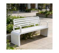 HBOOMOEM Banc Jardin, Banquette Exterieur Jardin, Fabriqué en Tubes d'acier Galvanisé, Adapté à Une Utilisation dans Les Parcs, Les Jardins et Les Espaces de Loisirs.(White,120 * 40 * 82CM)