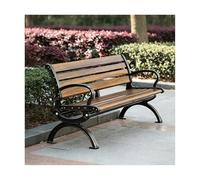 HBOOMOEM Banquette Jardin, Banc Fer Forgé ExtéRieur, Coupe Vent et ImperméAble, Robuste et Durable, et Facile à Assembler, Convient Aux Parcs, Aux Cours et Aux Balcons.(Walnut,150cm-With Backrest)