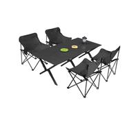 HBOOMOEM Camping Table Chaise Set Pliable,Table Pique Nique LéGèRes Et Chaises,Convient pour Le Camping en Plein Air, La RandonnéE, La Restauration Et La Cuisine.(Normal,Black_150CM+4 Chairs)