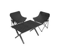 HBOOMOEM Camping Table Chaise Set Pliable，Table Pique Nique LéGèRes Et Chaises，Convient pour Le Camping en Plein Air, La RandonnéE, La Restauration Et La Cuisine.(Normal,Black_90CM+2 Chairs)