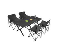 HBOOMOEM Camping Table Chaise Set Pliable,Table Pique Nique LéGèRes Et Chaises,Convient pour Le Camping en Plein Air, La RandonnéE, La Restauration Et La Cuisine.(Normal,Black_120CM+4 Chairs)