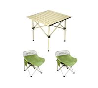 HBOOMOEM Ensemble De Meubles De Camping，Table De Camping avec Chaises Pliantes，Livré avec Un Sac De Transport, Adapté à L'IntéRieur, Aux Pique-Niques Et Aux ArrièRe-Cours.(Green,52CM+2 Chairs)