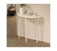 HBOOMOEM Table Console Demi-Lune en Bois，Console Ronde Moderne Demi-Lune，Doté De Pieds De Support Triangulaires en Fer, Il Convient Aux EntréEs Et Aux Couloirs.(White,60 * 25 * 80CM)