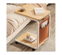 HBOOMOEM Tables D'Appoint Pour Salon，Table D'Appoint Forme De C MéTal，Table D'Appoint Avec Roulettes ，Espace De Rangement Confortable à CôTé De Votre Canapé, Lit Ou Bureau.(Log white frame,40*28*63CM)