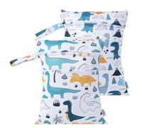 HBselect 2 pièces Sac de mouillage Wetbag Maternelle réutilisable Wet Dry Bag Sac à Couches Sac de mouillage personnalisé pour bébé Dinosaure esquissé