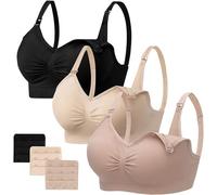 HBselect 3PCS Soutien-Gorge d'Allaitement Maternité, Bra de Grossesse Postnatal Prénatale Sans Armature, Sans Couture Pour Femmes Allaitant Avec Rallonges, M