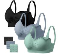 HBselect 3PCS Soutien-Gorge d'allaitement Maternité, Bra de Grossesse Postnatal Prénatale sans Armature, sans Couture pour Femmes allaitant avec rallonges de Soutien-Gorge L