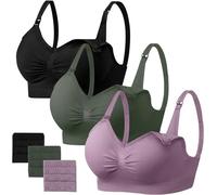 HBselect 3PCS Soutien-Gorge d'Allaitement Maternité, Bra de Grossesse Postnatal Prénatale Sans Armature, Sans Couture Pour Femmes Allaitant Avec Rallonges, S