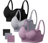 HBselect 3PCS Soutien-Gorge d'allaitement Soutien Gorge Maternité,Bra de Grossesse Postnatal Prénatale sans Armature, sans Couture pour Femmes allaitant avec rallonges de Soutien-Gorge,XL