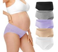HBselect Culotte Maternité de Grossesse Femmes Enceintes de sous-vêtements Femme Culottes Berceau de Maternité Grossesse 95%% Coton, 5%% élasthanne 5pcs M Noir+Beige+Gris+Violet+Blanc