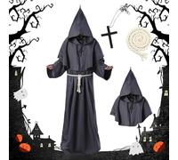 HBSFBH Deguisement Moine, Costume Robe de Prêtre Halloween, Médiéval Renaissance Moine Costume Robe, Costume de moine, Ro-be de Moine Adulte, Ro-be de moine prêtre, pour Halloween, Carnaval, Cosplay