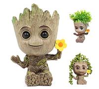 HBSFBH Figurine Pot Fleurs Groot, Décoration Aquarium, Baby Groot Porte Stylos, Arbre Homme Planteur, Cadeau Créatif pour Adultes et Enfants