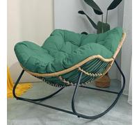 HBSSP Chaises Bascule for Adultes Coussin Rembourré Chaise Longue D'intérieur Surdimensionnée Rotin Cadre Métal Grands Supports, Chaises Patio D'extérieur Modernes(Green)