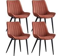 HBSSP Ensemble de 4 Chaises Salle Manger Cuir PU, Dossiers Ergonomiques Chaises D'appoint Cuisine Cafés Pieds Noirs Chaise Loisirs(Orange)