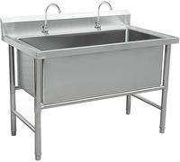 HBSSP Évier Autoportant Acier Inoxydable Évier Cuisine Commercial Acier Inoxydable avec Pieds Renfort Croisés for Restaurant, Buanderie, Garage(120cm/47.2in)