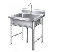 HBSSP Évier Cuisine Professionnel Évier Utilitaire Acier Inoxydable Avec Robinet for Buanderie, Jardin, Garage, Restaurant, Extérieur - Cuve