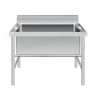 HBSSP Évier Utilitaire Autoportant Acier Inoxydable Évier Industriel Cuisine Grand Bac Unique for Buanderie/restaurant(Deep:40cm/15.7in,100X60X80cm)