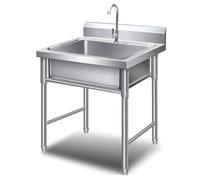 HBSSP Éviers Cuisine Commerciaux Évier Sur Pied Acier Inoxydable avec Support,for Restaurant, Buanderie, Garages, Évier Jardin Extérieur,0,9 Mm D'épaisseur,60×60×80Cm