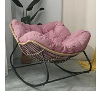HBSSP Fauteuil Bascule Patio Coussin Rembourré Et Structure Métal, Fauteuil Bascule Moderne Surdimensionné Rotin Et Osier for Usage Intérieur/extérieur(Pink)