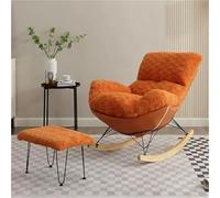 HBSSP Fauteuil Confortable Fauteuil Bascule Polaire Fauteuil Salon Rembourré Moderne avec Coussin Épais for Se Détendre Lire Faire Sieste Meuble D'appoint Salon(Orange)