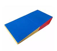 HBSSP Forme Compétence Tapis Cale Fromage Pliant Incliné Gymnastique Culbutage D'exercice D'intérieur/extérieur for L'entraînement Maison(Blue yellow red,83x60x35cm)
