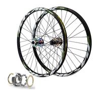 HBSSP Jante Vélo 26 Pouces avec Frein Disque Et 32 Rayons, Roues Avant Et Arrière VTT 27,5-29 Pouces, Moyeux À Roulements Scellés QR for Cassette 7-11 Vitesses(Chrome,29 inch)