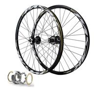 HBSSP Jante Vélo 26 Pouces avec Frein Disque Et 32 Rayons, Roues Avant Et Arrière VTT 27,5-29 Pouces, Moyeux À Roulements Scellés QR for Cassette 7-11 Vitesses(Negro,27.5 inch)
