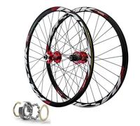 HBSSP Jante Vélo 26 Pouces avec Frein Disque Et 32 Rayons, Roues Avant Et Arrière VTT 27,5-29 Pouces, Moyeux À Roulements Scellés QR for Cassette 7-11 Vitesses(Red,29 inch)