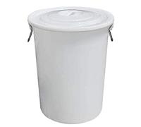 HBSSP Lot de 2 Poubelles Cuisine Baril Plastique Épais avec Couvercle, Conteneur Stockage d'eau Industriel Domestique, Baril Vin Grande Capacité(White,160L)