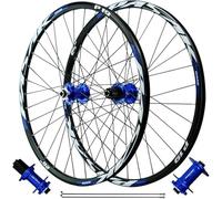 HBSSP Paire Roues VTT 26/27,5/29 Pouces Freins Disque 4 Roulements Étanches Jantes Avant Et Arrière 32 Trous for Cassette 7-11 Vitesses(Blue Thru AXLE,26 inch)