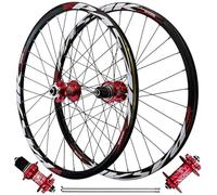 HBSSP Paire Roues VTT 26, 27,5 Et 29 Pouces, Freins Disque 4 Roulements Étanches Jantes Avant Et Arrière 32 Trous Compatibles avec Cassettes 7 À 11 Vitesses(Red QR,29 inch)
