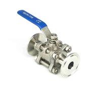 HBTSPJNT DN15 Fit 19mm Pipe OD 1.5" Tri Clamp 304 Stainless Steel 3-Piece Type Sanitory Ferrule Ball Valve