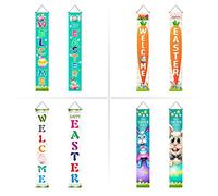 Hburirrty 4 Paires de Banderoles Suspendues Joyeuses Pâques Oeufs de Pâques Cintres de Porte pour la Décoration Murale de