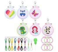 Hburirrty 6 Pièces Kits de Point de Croix Estampillés Kits de Point D'Aiguille pour Débutants Bricolage Ornements Artisanat pour Enfants Débutants Bricolage Mini Kit de Broderie