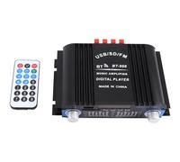 Hburirrty Amplificateur de son HiFi numérique 4 canaux Bluetooth Lecteur karaoké Radio FM Support Télécommande Noir Facile à utiliser
