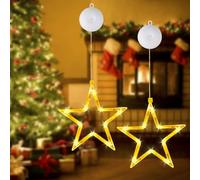 HBWHNIU 2 Pièces Étoile Décorative de Noël, Fenêtre Noël Décoration, Décorations de Fenêtre Blanc Chaud avec Ventouses, pour Décoration de Noël, Balcon, Fête, Mariage (A)