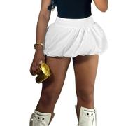 HBWL01 Jupe à bulles Y2K pour femme, taille haute, extensible, mignonne, évasée, bouffante, plissée, été 2024, blanc, S