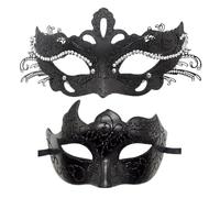 HBWL01 Masque vénitien vintage pour homme - Masque de bal masqué grec, romain et Halloween - Masque de Mardi Gras (couple de cornes noires)