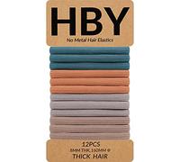 HBY Lot de 12 élastiques pour cheveux épais ou bouclés - Sans couture - Pour queue de cheval - Style sport - Épais - 8 mm